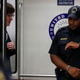 Sen. Susan Collins, R-Maine, stands in a Senate subway car with a Capitol Hill Police officer, on Capitol Hill, Wednesday, Oct. 3, 2018 in Washington.
